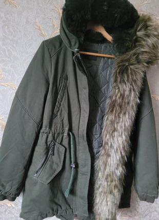 Жiноча куртка парка тепла з хутром котонна9 фото