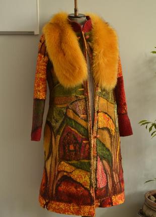Богемний стиль! дизайнерське валянный пальто "затишна  осінь"1 фото