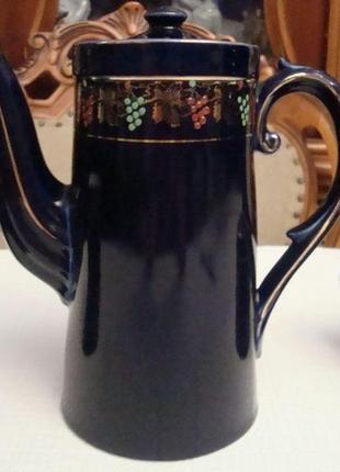 Шикарный антикварный набор кобальт чайник сахарница молочник фарфор германия№5955 фото