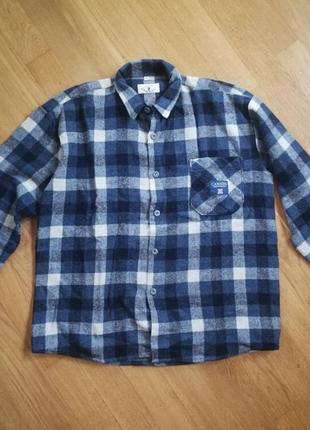 Тепла шерстяна сорочка в клітинку вовна оверсайз