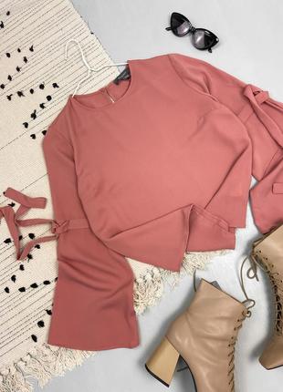 Женская шифоновая блуза пудрового цвета3 фото