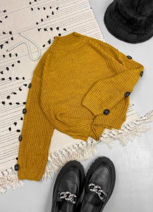 Горчичный укороченный свитер джемпер3 фото