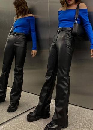 Штани еко-шкіра на флісі