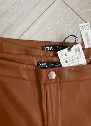 Шкіряні легінси/штани/брюки (штаны)zara caramel 😍6 фото