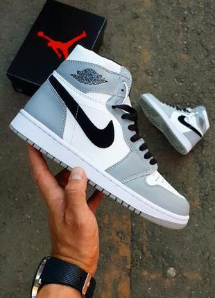 Кросівки nike air jordan 1 high retro light grey white3 фото