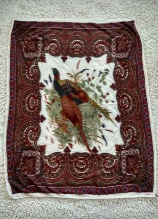 Роскошный подписной дизайнерский платок с фазанами ascot, англия оригинал, кашемировая шерсть .2 фото