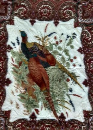 Роскошный подписной дизайнерский платок с фазанами ascot, англия оригинал, кашемировая шерсть .4 фото
