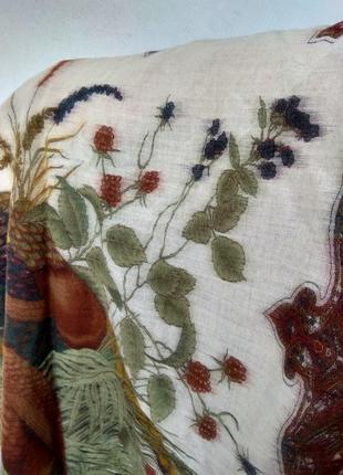 Роскошный подписной дизайнерский платок с фазанами ascot, англия оригинал, кашемировая шерсть .9 фото