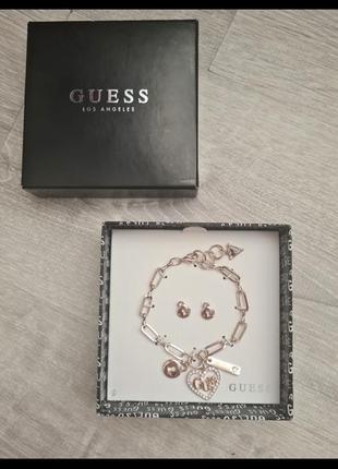 Набір подарунок браслет та сережки guess сша