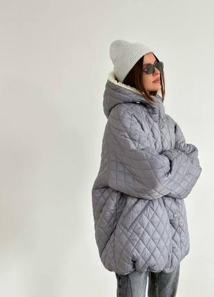 Бомбер женский, зимняя куртка, куртка оверсайз,стеганая куртка,стеганый бомбер,курточка с капюшоном2 фото