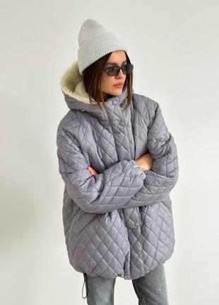 Бомбер женский, зимняя куртка, куртка оверсайз,стеганая куртка,стеганый бомбер,курточка с капюшоном8 фото
