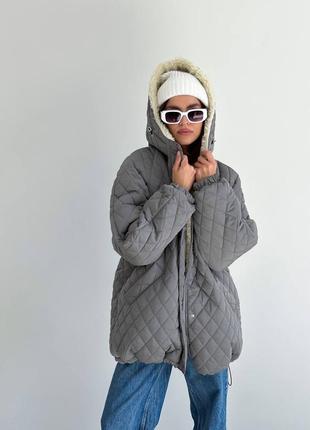 Бомбер жіночий, зимова куртка, куртка оверсайз,стьобана куртка,стьоганий бомбер,курточка з капюшоном5 фото