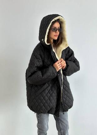 Бомбер жіночий, зимова куртка, куртка оверсайз,стьобана куртка,стьоганий бомбер,курточка з капюшоном6 фото