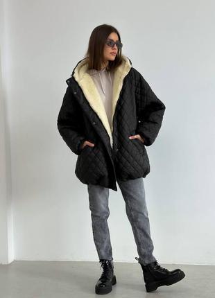 Бомбер жіночий, зимова куртка, куртка оверсайз,стьобана куртка,стьоганий бомбер,курточка з капюшоном4 фото