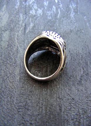 Перстень чорний камінь печатка каблучка біжутерія колір срібло кольцо посеребренное унисекс2 фото