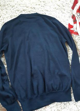 Базовый темно синий шерстяной тонкий свитер, zara,  p m-xl8 фото