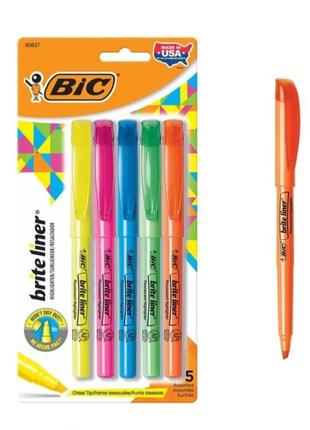 Набір текстових маркерів 5 шт bic brite liner highlighter1 фото