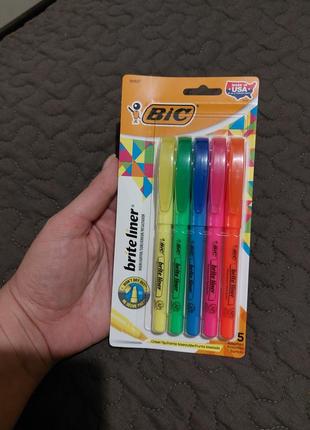 Набір текстових маркерів 5 шт bic brite liner highlighter3 фото