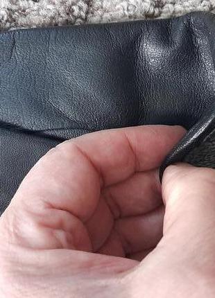 Женские кожаные перчатки с тонким мехом3 фото