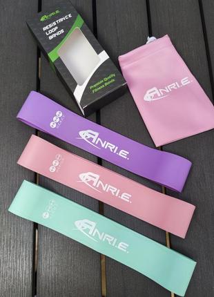 Гумки для фітнесу anri.e. (3 шт) - несповзаючі силіконові фитнес резинки для спорту (до 30 кг)