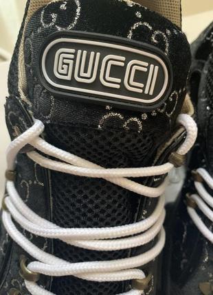 Стильные кроссовки в стиле gucci черного цвета с серебряным лого gg в наличии3 фото