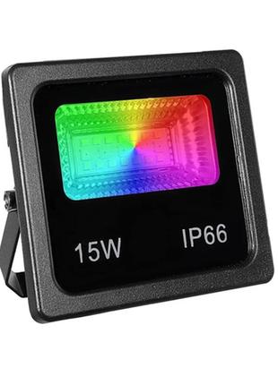 Прожектор светодиодный rgb led уличный, 15вт 1200лм 220в