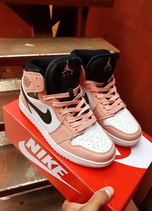 Кросівки nike air jordan 1 high retro pink white10 фото