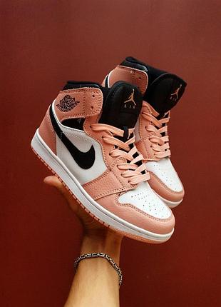 Кросівки nike air jordan 1 high retro pink white1 фото