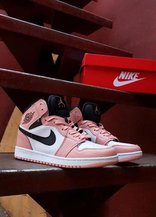 Кросівки nike air jordan 1 high retro pink white8 фото