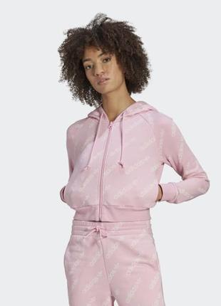 Укороченое худи на молнии adidas