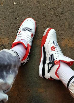 Кросівки nike air jordan 4 white black red10 фото