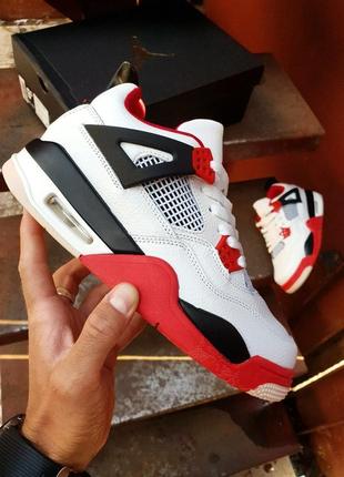 Кросівки nike air jordan 4 white black red2 фото