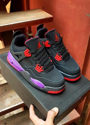 Кросівки nike air jordan 4 black purple red10 фото