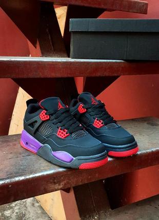 Кросівки nike air jordan 4 black purple red7 фото