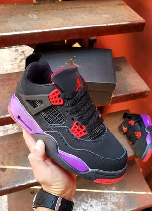 Кросівки nike air jordan 4 black purple red3 фото