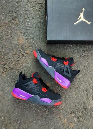 Кросівки nike air jordan 4 black purple red1 фото