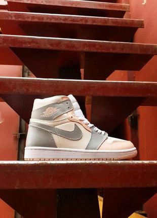 Кросівки nike air jordan 1 high retro peach | grey8 фото