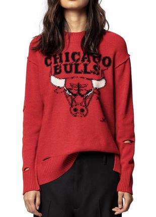 Zadig voltaire червоний свеир оригінал вовна wool limited edition chicago bulls3 фото