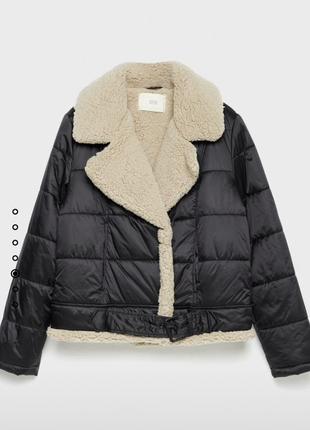 Куртка косуха с мехом тёплая стёганая stradivarius оригинал