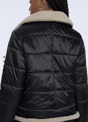 Куртка косуха с мехом тёплая стёганая stradivarius оригинал