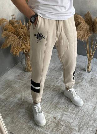 Спортивные штаны мужские базовые на флисе флис бежевые / штани чоловічі базові на флісі фліс