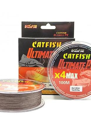 Шнур eclipse x4 сом catfish ultimate pe brown 100m - 0.60 мм