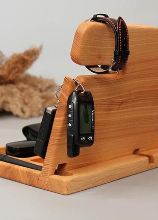 Дерев'яний органайзер для телефону, канцелярії, пістолета2 фото