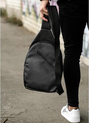 Женский сумка слинг через плечо sambag brooklyn черная4 фото
