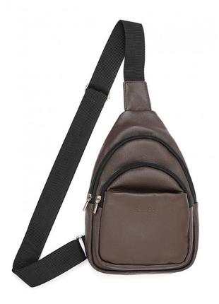 Мужская кожаная сумка слинг через плечо sambag brooklyn коричневая4 фото