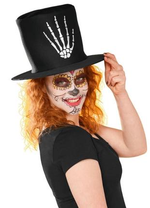 Капелюх циліндр halloween. скелет ковпак карнавальний костюм хеллоуїн хелоуїн хеллоуін хелоуін хелловін хеловін хєлловін