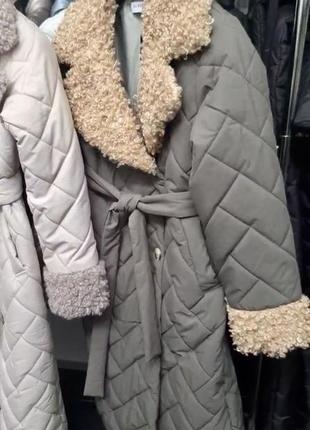 Alberto bini пальто зимове хакі жіноче пальто на поясі5 фото