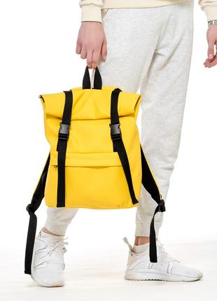 Рюкзак желтый мужской большой раскладной рол кожа эко8 фото