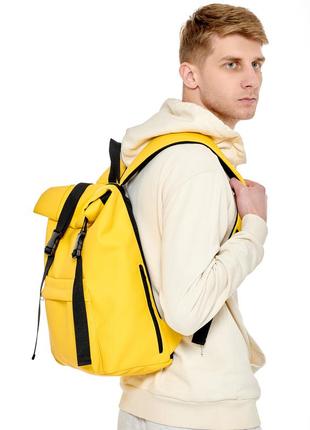 Рюкзак желтый мужской большой раскладной рол кожа эко5 фото