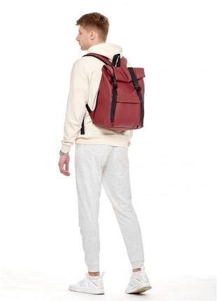 Рюкзак бордовый мужской кожаный большой раскладной рол кожа эко4 фото